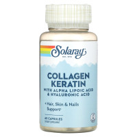 Колаген і кератин, тип I, II, III, Collagen Keratin, Solaray, 60 капсул