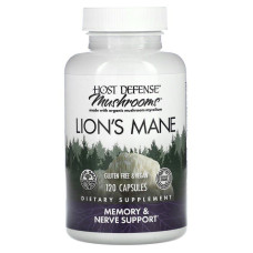 Їжовик Гребінчастий, Lion's Mane, Fungi Perfecti, Host Defense, підтримка пам'яті та нервів, 1 г, 120 вегетаріанських капсул