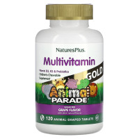 Вітаміни для дітей, Children's Chewable Multi-Vitamin, Nature's Plus, Animal Parade, смак винограду, 120 таблеток у формі тварин