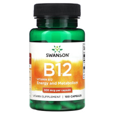 Витамин В12, Vitamin B-12, Swanson, 500 мкг, 100 капсул