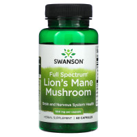 Їжовик гребінчастий, Lion's Mane Mushroom, Swanson, 500 мг, 60 капсул