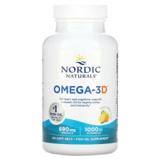 Риб'ячий жир омега-D3 (лимон), Omega-3D, Nordic Naturals, 1000 мг, 120 капсул