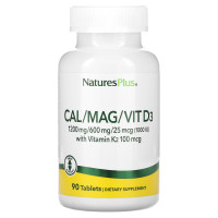 Кальций, магний, витамин D3 с витамином K2, Cal/Mag/Vit D3 with Vitamin K2, NaturesPlus, 90 таблеток