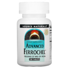 Железо, Advanced Ferrochel, Source Naturals, 180 таблеток