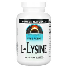 Лизин, L-Lysine, Source Naturals, 500 мг, 200 капсул