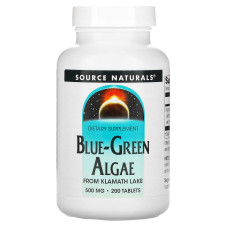 Сине-зеленые водоросли, Blue-Green Algae, Source Naturals, 500 мг, 200 таблеток