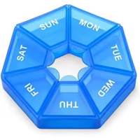 Органайзер для таблеток на 7 дней, 7 Side Pill box, MEMOSAN, голубой