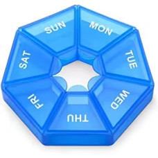 Органайзер для таблеток на 7 дней, 7 Side Pill box, MEMOSAN, голубой