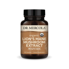 Ежовик гребенчатый, Lion's Mane Mushroom, Dr. Mercola, органик, экстракт, 500 мг, 30 капсул