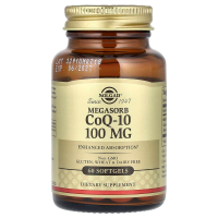 Коензим CoQ-10, Megasorb CoQ-10, Solgar, 100 мг, 60 гелевих капсул