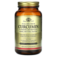 Куркумин, Curcumin, Solgar, полный спектр, 90 гелевых капсул