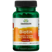 Биотин, Biotin, Swanson, 5000 мкг, 100 капсул