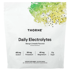 Електроліти, Daily Electrolytes, Thorne, смак манго-лайм, 30 пакетиків-стиків (4,37 г кожен)