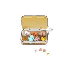 Органайзер для таблеток на 7 отделений, 7 Case Pill Organizer Pill Box & Travel Pill Case, MEMOSAN, желтый