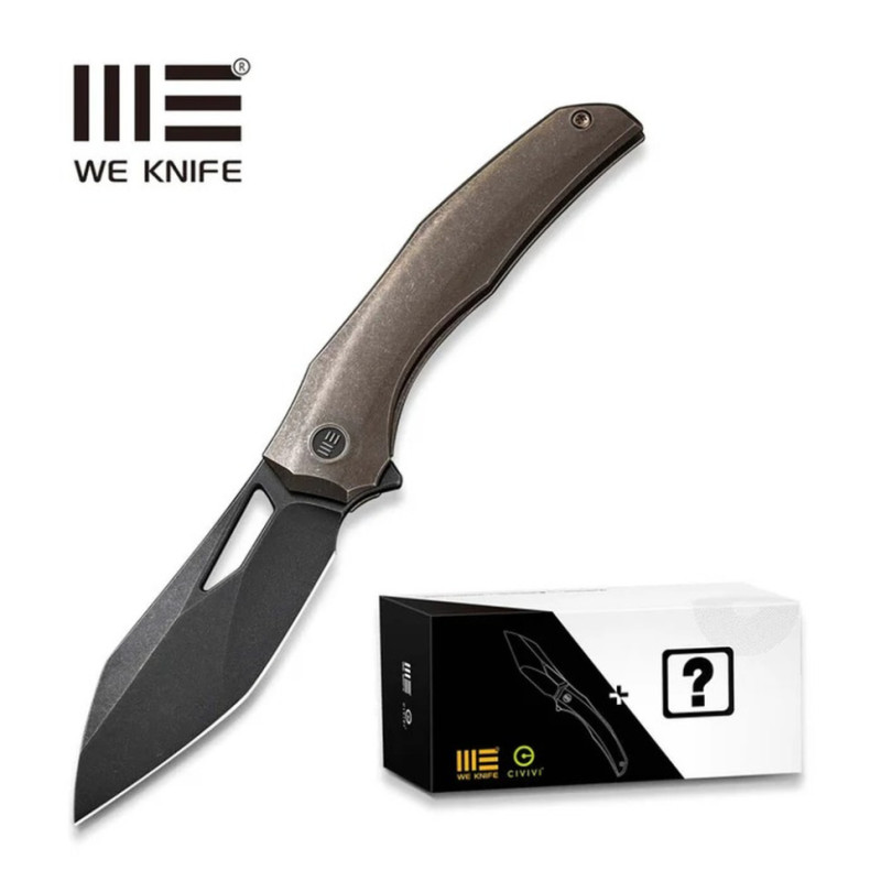 Ніж складаний туристичний WE Knife Ignio Mystery Box, (8.4 см) CPM 20CV / титан 6AL4V бронзовий