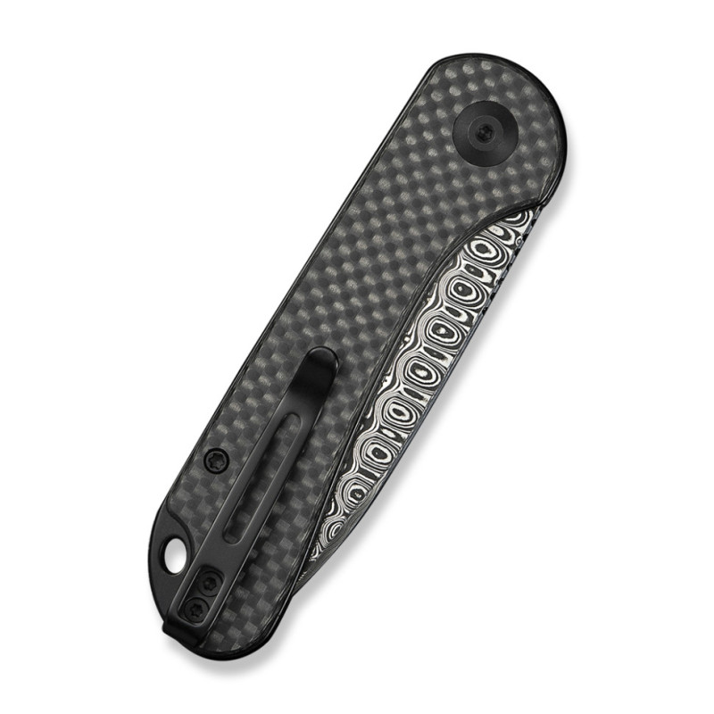 Ніж складаний кишеньковий Civivi Elementum Slip Joint, (7.5 см) Damascus / Carbon Fiber сірий