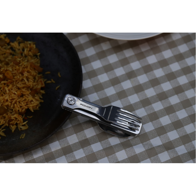 Набір столових приборів Roxon C1 3 in1 (ложка, виделка, ніж), сірий