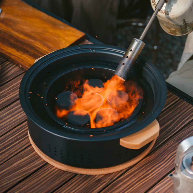 Настільна кругла піч із решіткою гриль Naturehike CNK2550CF010, 36*32.6*12 см, хромоване залізо