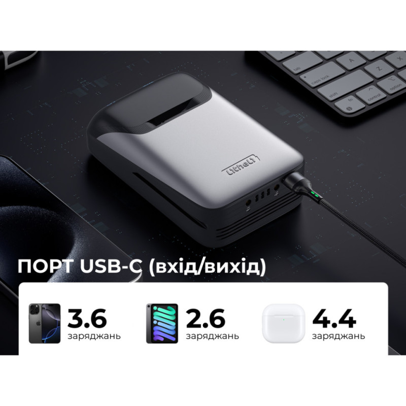 УМБ Litheli Power Bank 20000 mAh, 45 W, 4А, Fast Charge (U20BY15-0U000)