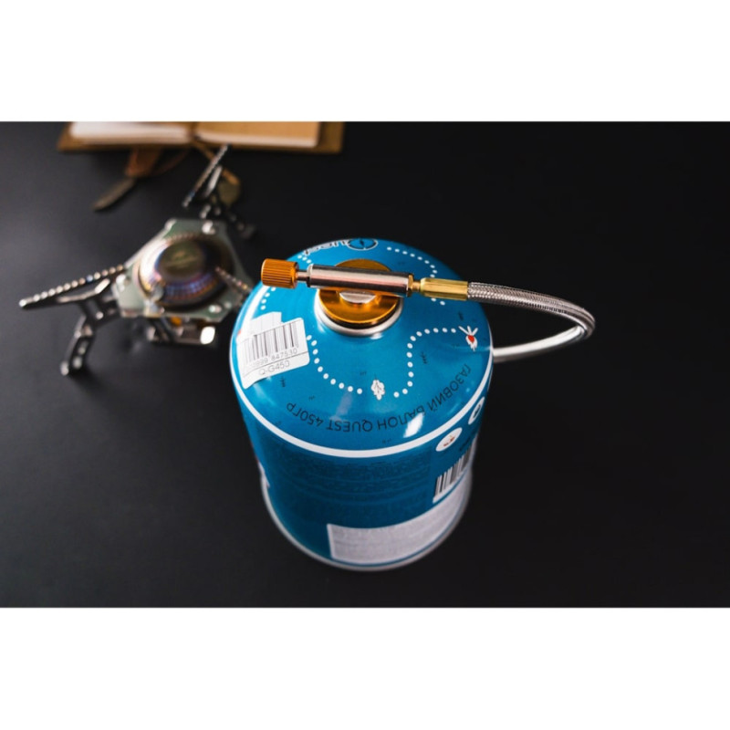 Набір Газовий пальник титановий BRS-3000T + Газовий балон різьбовий бутановий Quest, 450гр