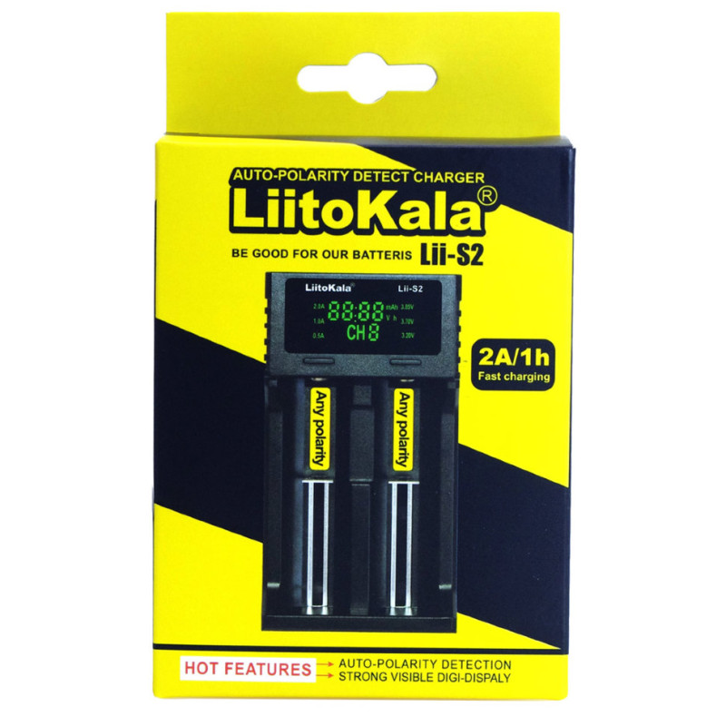 Зарядний пристрій Liitokala Lii-S2, 2 канала, Ni-Mh/Li-ion/LiFePo4, USB, LCD, Box