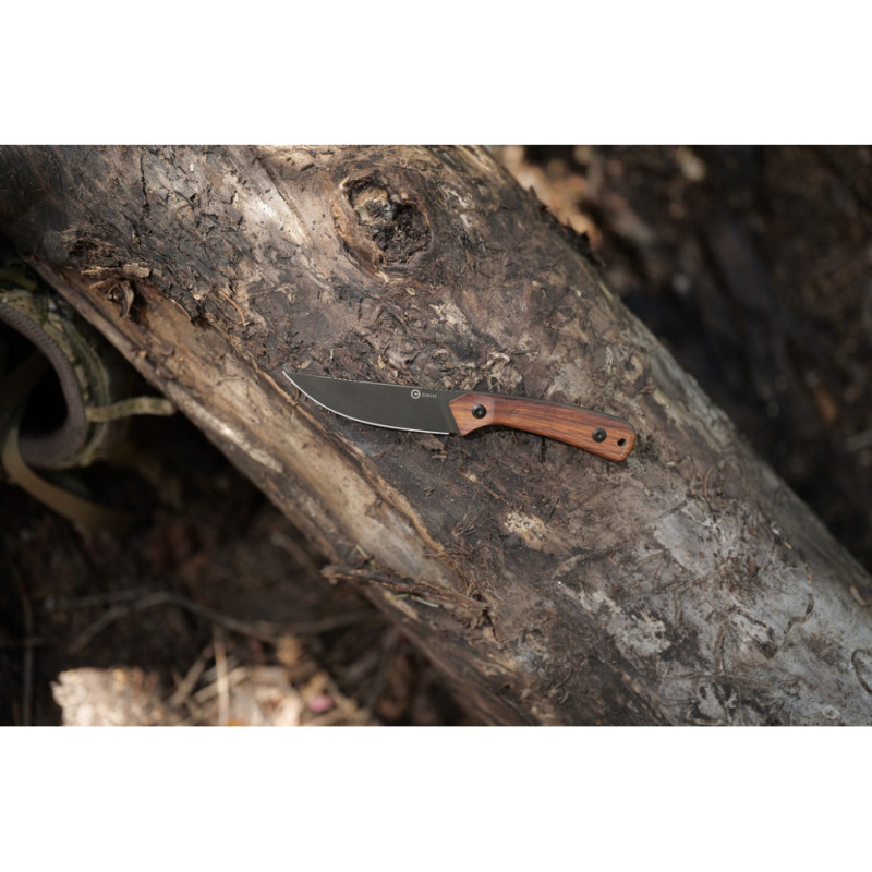 Ніж фіксований туристичний Civivi Carveth (9,1 см) AEB-L / Wood дерево з чохлом