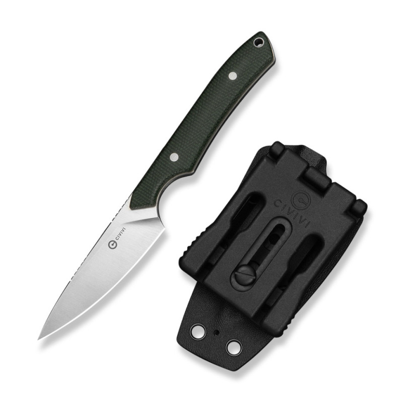Ніж фіксований кишеньковий Civivi High Grass Field Knife (7,4 см) 14C28N / Micarta зелений з чохлом