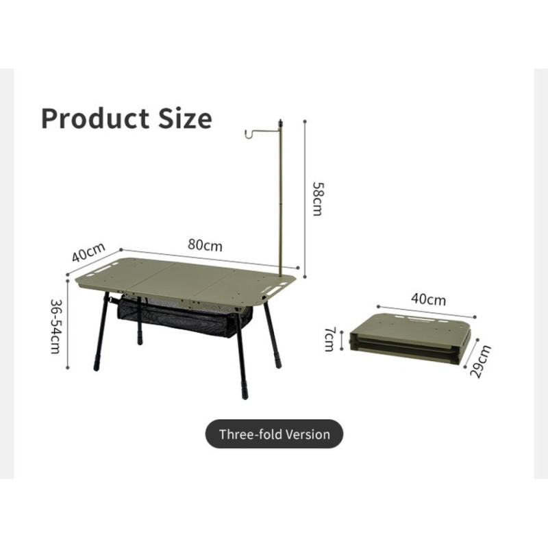 Складаний стіл Naturehike CNK2450JJ025, 80х40 см, алюміній, чорний