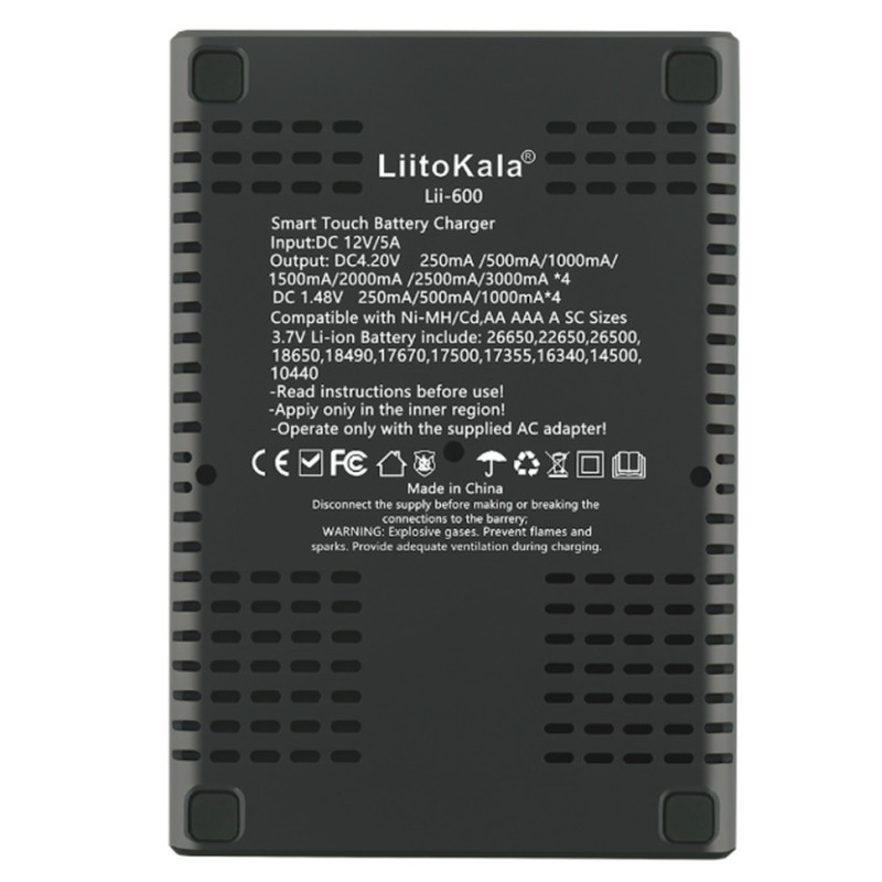 Універсальний інтелектуальний зарядний пристрій LiitoKala Lii-600 EU для акумуляторів + автомобільний кабель