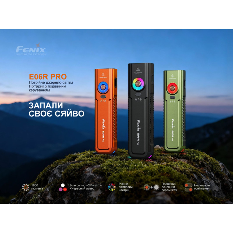 Ліхтар наключний Fenix E06R PRO, зелений