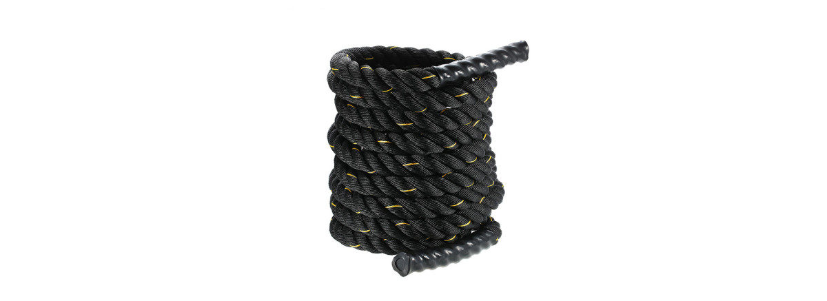 Канат для кросфіту EasyFit Battle Rope, Довжина 15 м, Вага 13 кг, Поліпропілен (PP), Вініл, Чорний