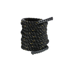 Канат для кроссфіта EasyFit Battle Rope, Довжина 15 м, Вага 13 кг, Поліпропілен (PP), Вініл, Чорний
