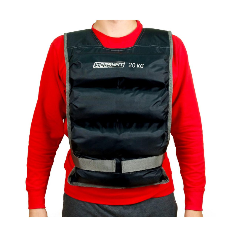 Жилет для обтяження EasyFit, Вага 20 кг, Оксфорд, Пісок, Чорний