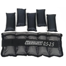 Утяжелители наборные для ног и рук EasyFit Metal с металлом, Сменный вес от 0,5 до 2,5 кг, Оксфорд, Стальная гранула, Серый
