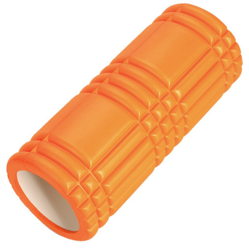Масажний ролик (валик) EasyFit Grid Roller v.1.0, довжина 33 см, діаметр 14 см, помаранчевий, каркас із високоміцного пластику, піна EVA з масажною поверхнею 3D, для МФР, фітнесу, йоги та реабілітації