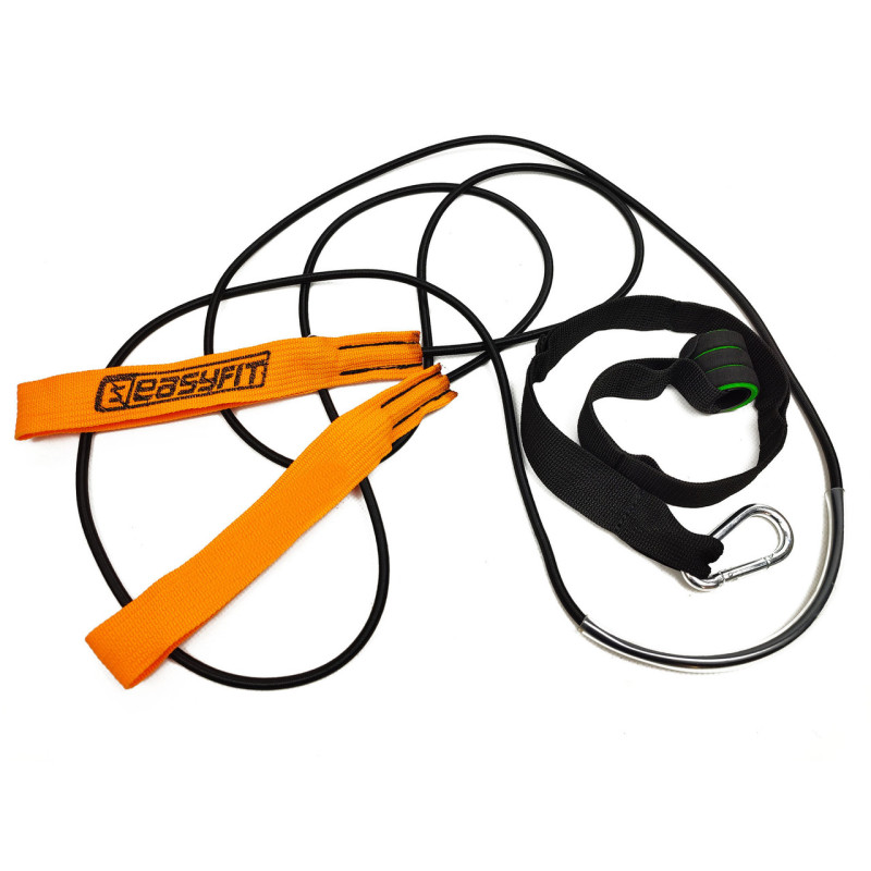 Резиновая петля-эспандер EasyFit, Сопротивление 4-20 кг, Длина 300 см, Латекс, Нейлон, Сталь, Пластик, Неопрен, Для лыжника, пловца, боксера, Оранжевый
