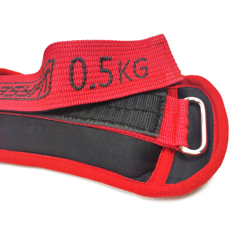 Обтяжувачі для ніг та рук EasyFit MYAKI з металом, Вага 0,5 кг, Довжина 22 см, Неопрен, Сталева гранула, Чорно-червоний
