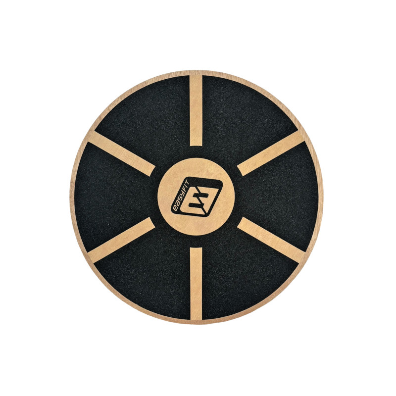 Баланс борд дерев'яний EasyFit (балансувальний диск-тренажер), Діаметр 39,5 см, Висота 5 см, Дерево, Чорно-бежевий