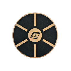 Баланс борд деревянный EasyFit (балансировочный диск-тренажер), Диаметр 39,5 см, Высота 5 см, Дерево, Черно-бежевый