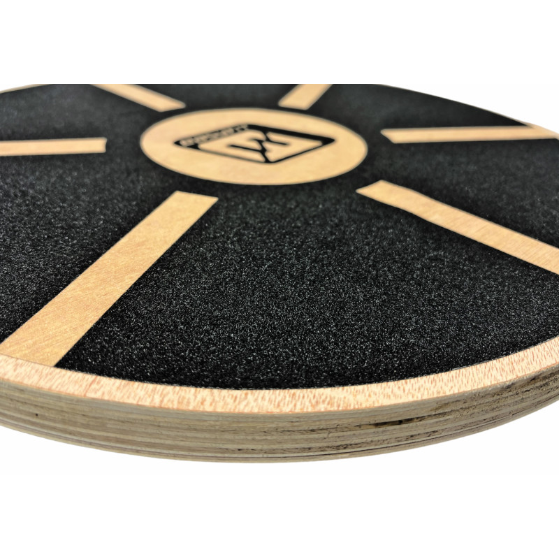 Баланс борд дерев'яний EasyFit (балансувальний диск-тренажер), Діаметр 39,5 см, Висота 5 см, Дерево, Чорно-бежевий