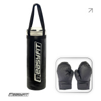 Боксерский набор с перчатками EasyFit MiniChamp для детей, От 4 до 12 лет, Высота груши 60 см, Вес 4,2 кг, Полиуретан (PU), Черно-белый