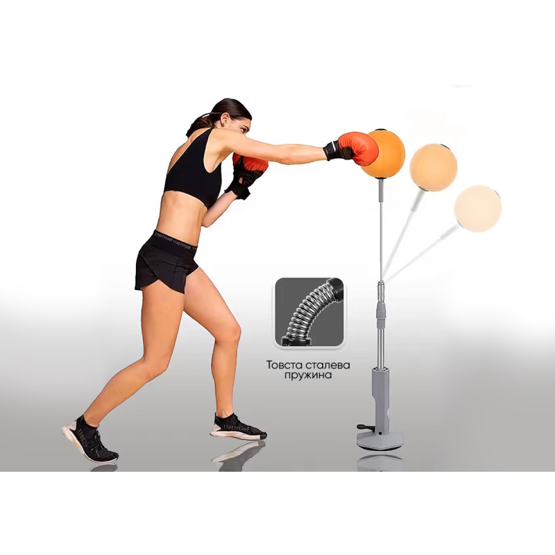 Боксерський набір EasyFit Pro BoxSet з рукавичками, Висота 130-150 см, Металева стійка, Пластик, Помаранчевий