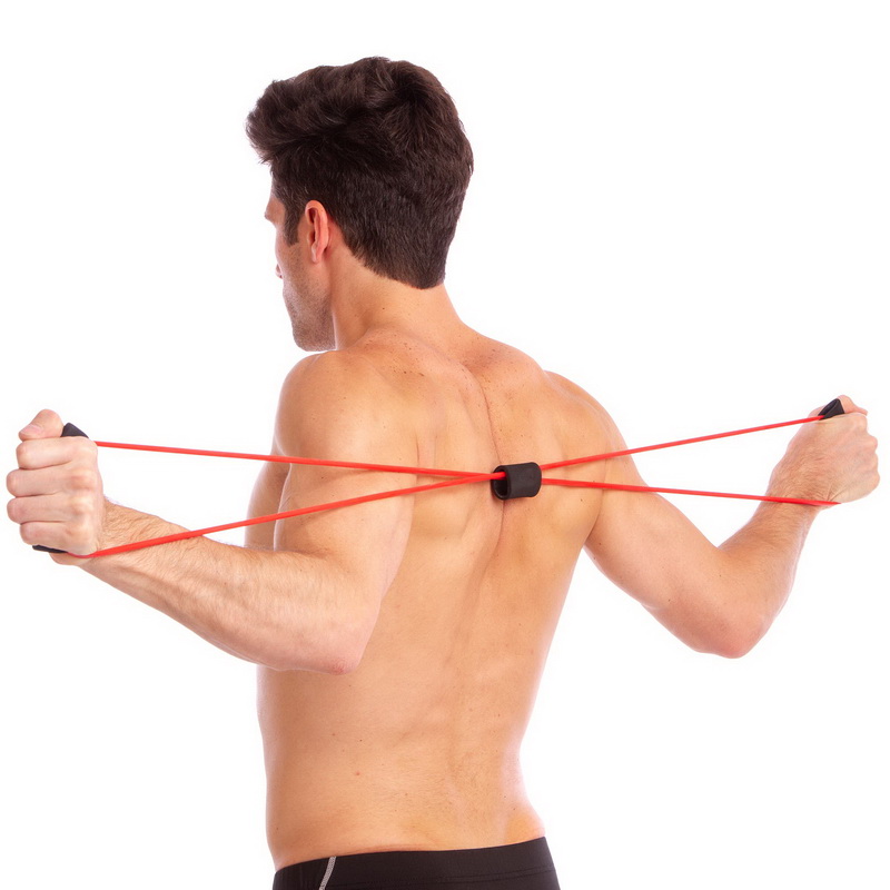 Еспандер EasyFit восьмерка трубчатый, Длина 100 см, TPR, Резина, Неопреновые ручки, для фитнеса и реабилитации, Розовый