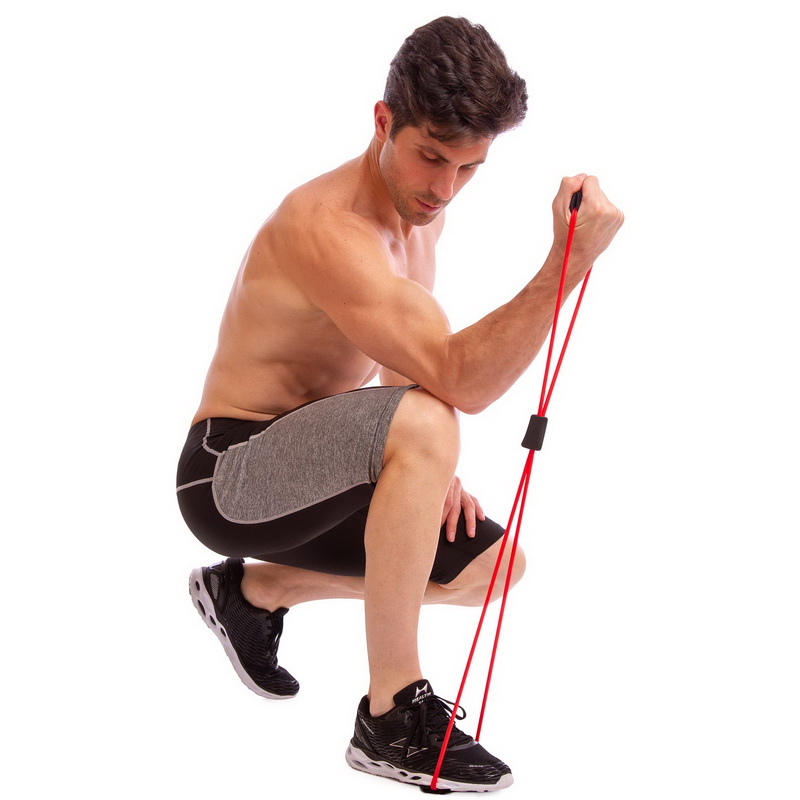 Еспандер EasyFit восьмерка трубчатый, Длина 100 см, TPR, Резина, Неопреновые ручки, для фитнеса и реабилитации, Розовый