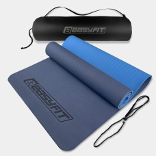 Двошаровий килимок EasyFit для пілатесу, фітнесу та йоги з чохлом, 183x61 см, товщина 6 мм, TPE/TC, ECO-Friendly, синьо-блакитний Двошаровий килимок EasyFit для пілатесу, фітнесу та йоги з чохлом, 183x61 см, товщина 6 мм, TPE/TC, ECO-Friendly, синьо-блакитний