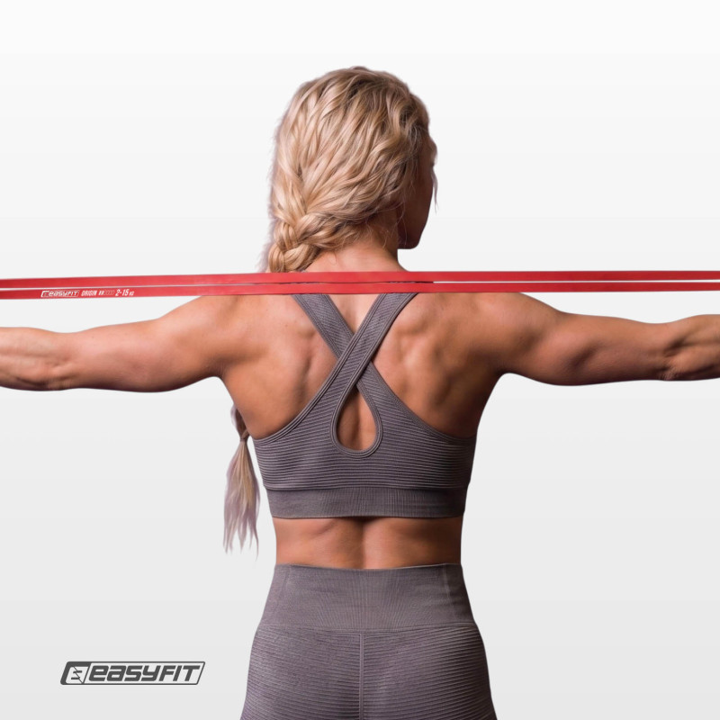 Резинка для підтягування та спорту EasyFit, Опір 2-15 кг, Латекс, Довжина 208 см, Ширина 13 мм, Товщина 4,5 мм, Червоний
