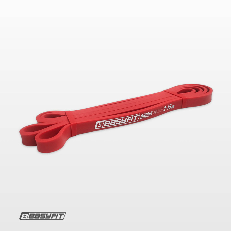 Резинка для підтягування та спорту EasyFit, Опір 2-15 кг, Латекс, Довжина 208 см, Ширина 13 мм, Товщина 4,5 мм, Червоний