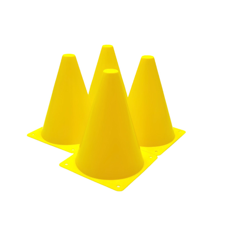 Конусы-фишки (набор 4 шт) EasyFit, Высота 17 см, ПВХ, Желтый, Для разметки, тренировок и футбола