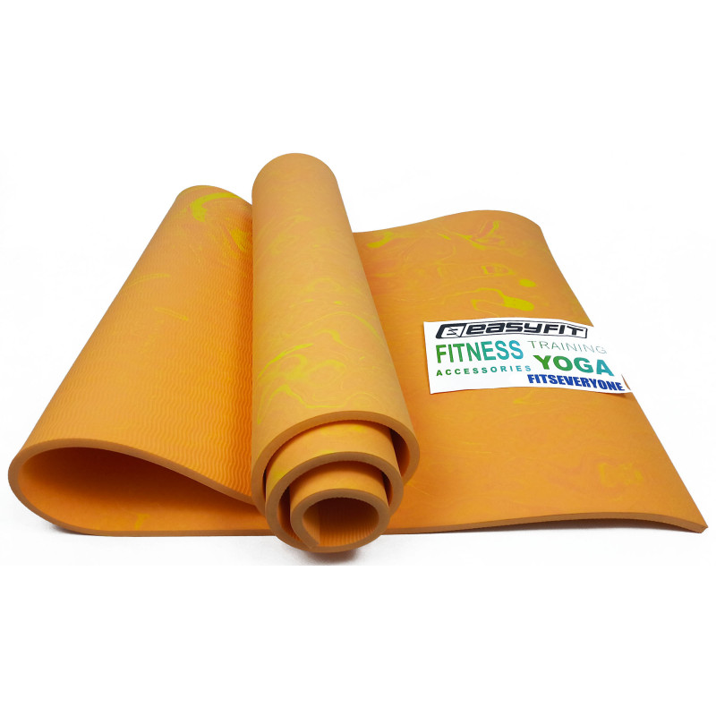 Premium Mat коврик EasyFit для фитнеса и пилатеса с чехлом, 183x61 см, толщина 8 мм, PER, ECO-Friendly, оранжевый
