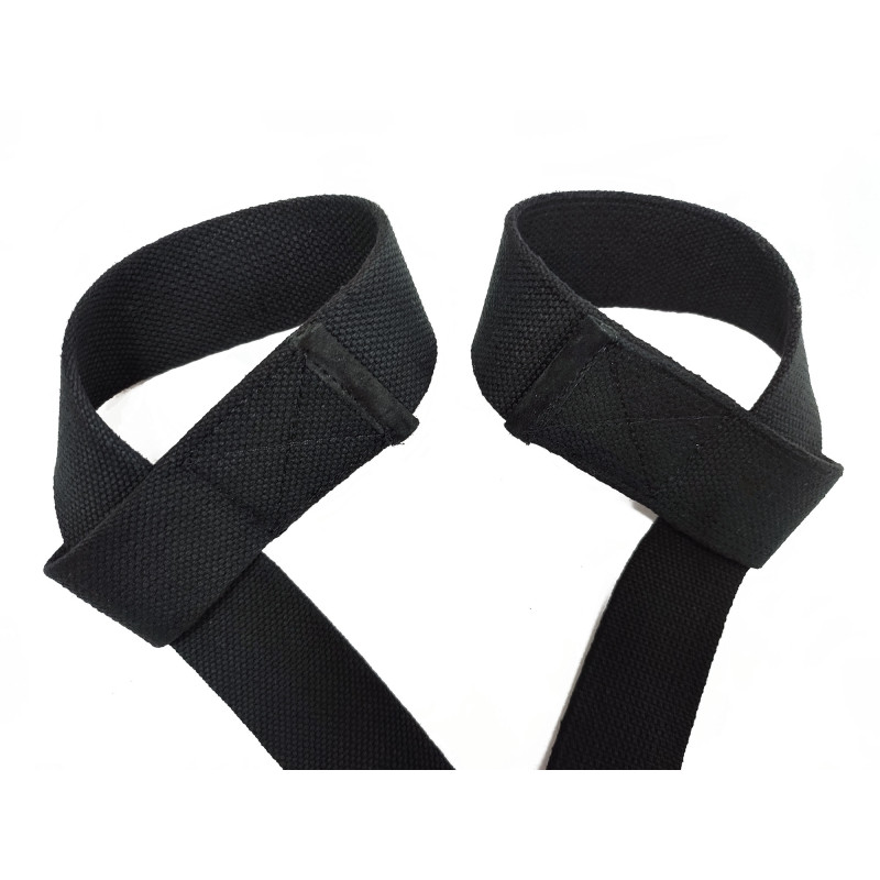 Лямки атлетичні EasyFit, 60×3,5 см, бавовна, чорний